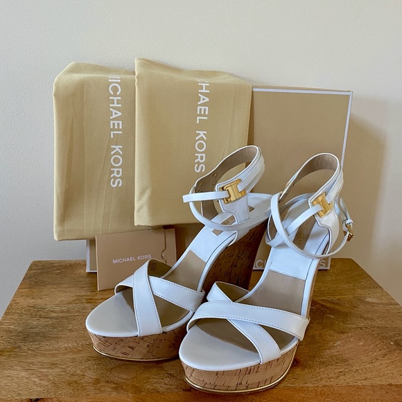 Michael Kors Leather Wedge Platform Sandal 39/US9 - Picture 6 of 8